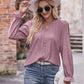 Pretty Purples Eyelet V-Neck Flounce Sleeve Blouse