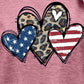 US Flag Leopard Heart Graphic Tee