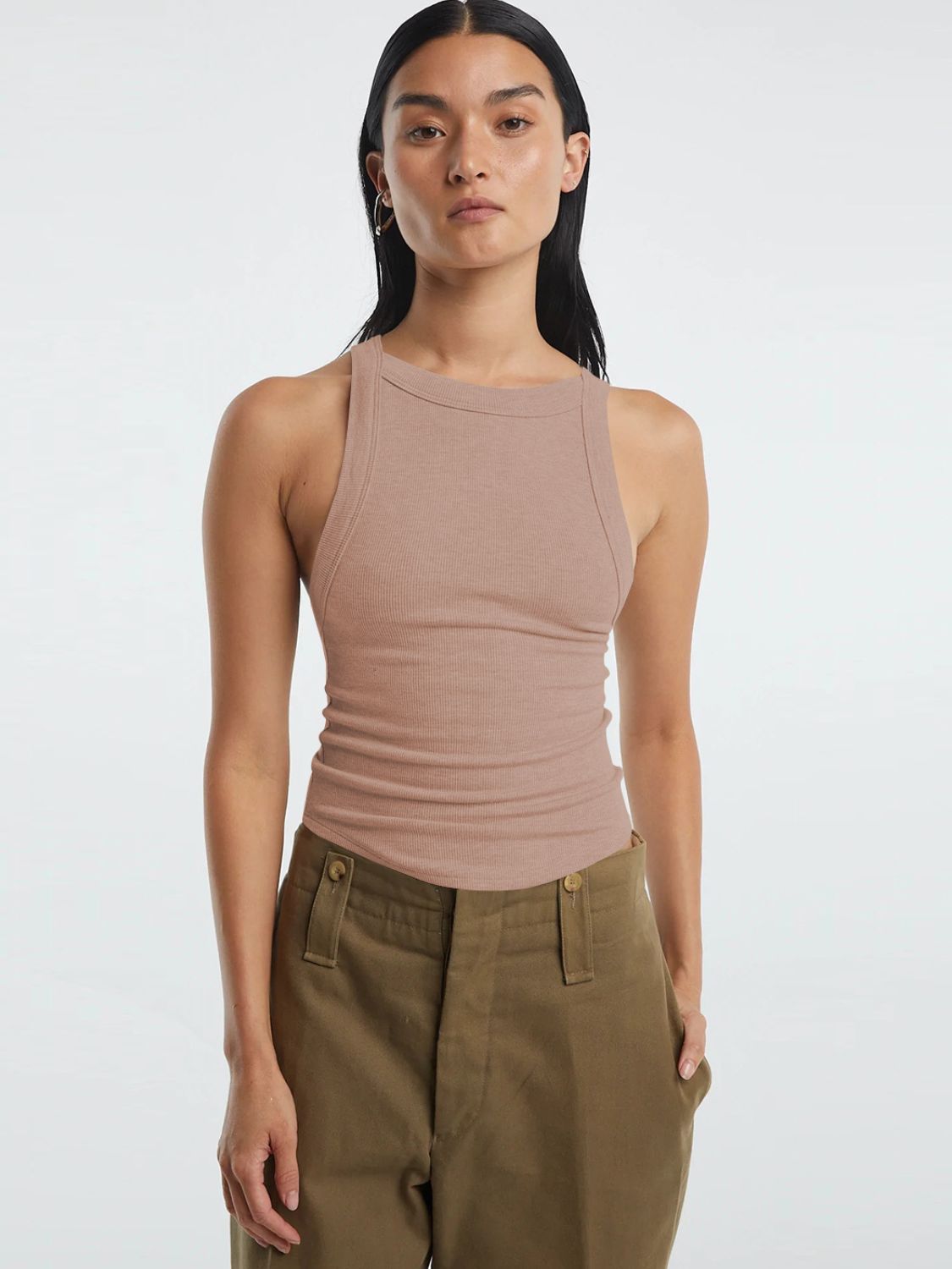 Halter Neck Ribbed Cropped Top