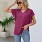 Women's JAYLEEN Full Size Notched Neck Flutter Sleeve Tee