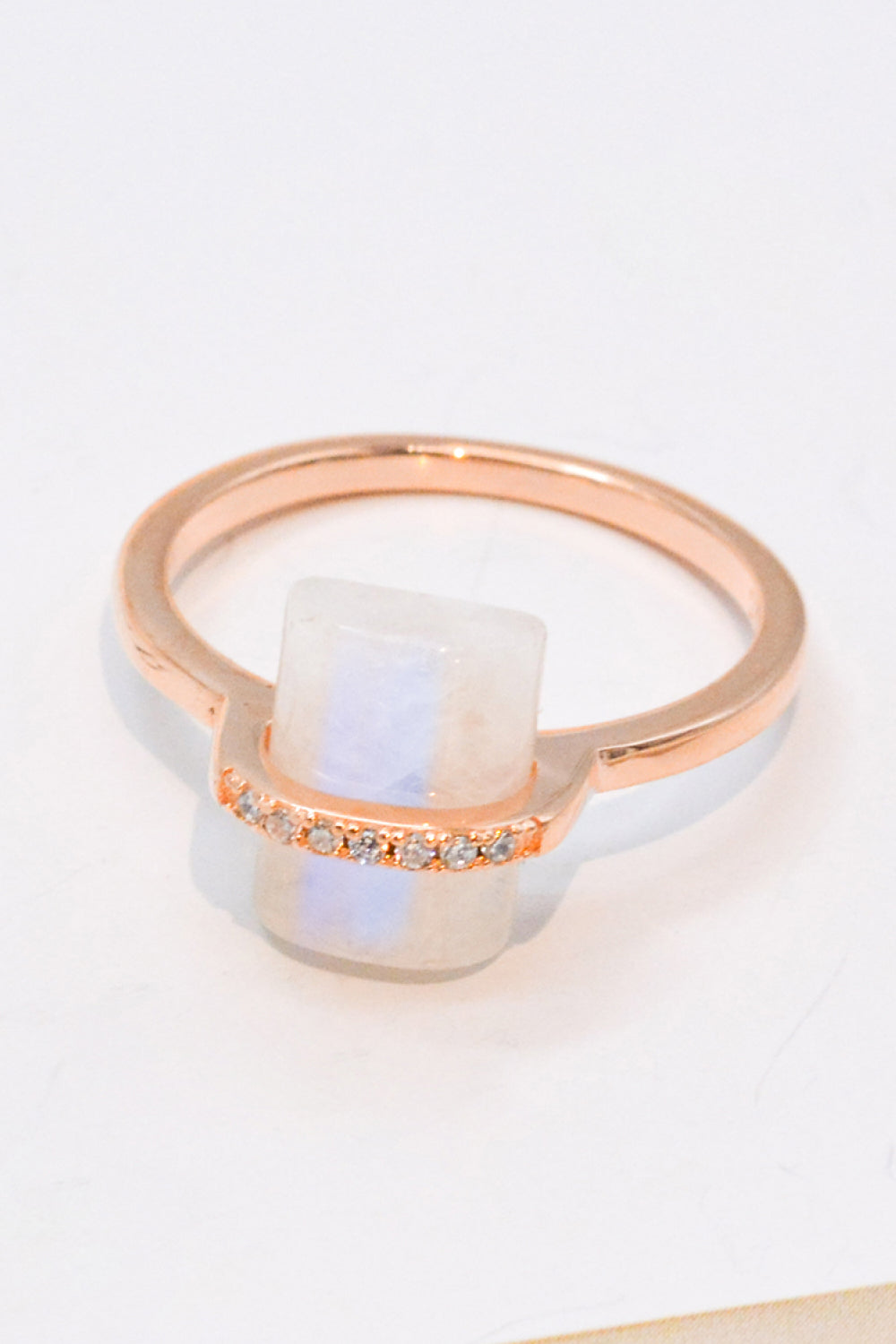 Women's Natural Moonstone Platinum-Plated Ring