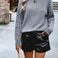 Cable-Knit Round Neck Drop Shoulder Sweater
