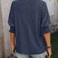 Heathered Notched Lantern Sleeve Blouse