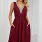 Pocketed V-Neck Wide Strap Dress