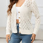 Beauteous Openwork V-Neck Buttoned Knit Top
