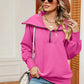 Half Zip Lantern Sleeve Sweatshirt