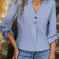 Notched Roll-Tab Sleeve Blouse