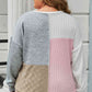 Plus Size Long Sleeve Color Block Top