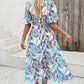 Larissa Bea Smocked Printed V-Neck Short Sleeve Dress