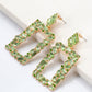 Square Shape Glass Stone Dangle Earrings