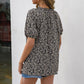 Floral Notched Short Sleeve Blouse