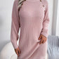 Abigail Decorative Button Turtleneck Sweater Dress