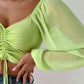 Drawstring Sweetheart Neck Cropped Top