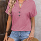 Notched Buttoned Short Sleeve T-Shirt