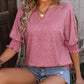 Heathered Notched Lantern Sleeve Blouse