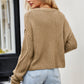 ZELDAlea Cable-Knit Round Neck Dropped Shoulder Sweater
