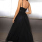 Spaghetti Strap Slit Mesh Dress
