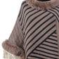Contrasting Beauty One Size Striped Fringe Hem Poncho