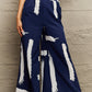 Navy Blue Printed Wide Leg Long Pants
