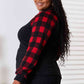 Heimish Full Size Sequin Christmas Reindeer Graphic Plaid Top