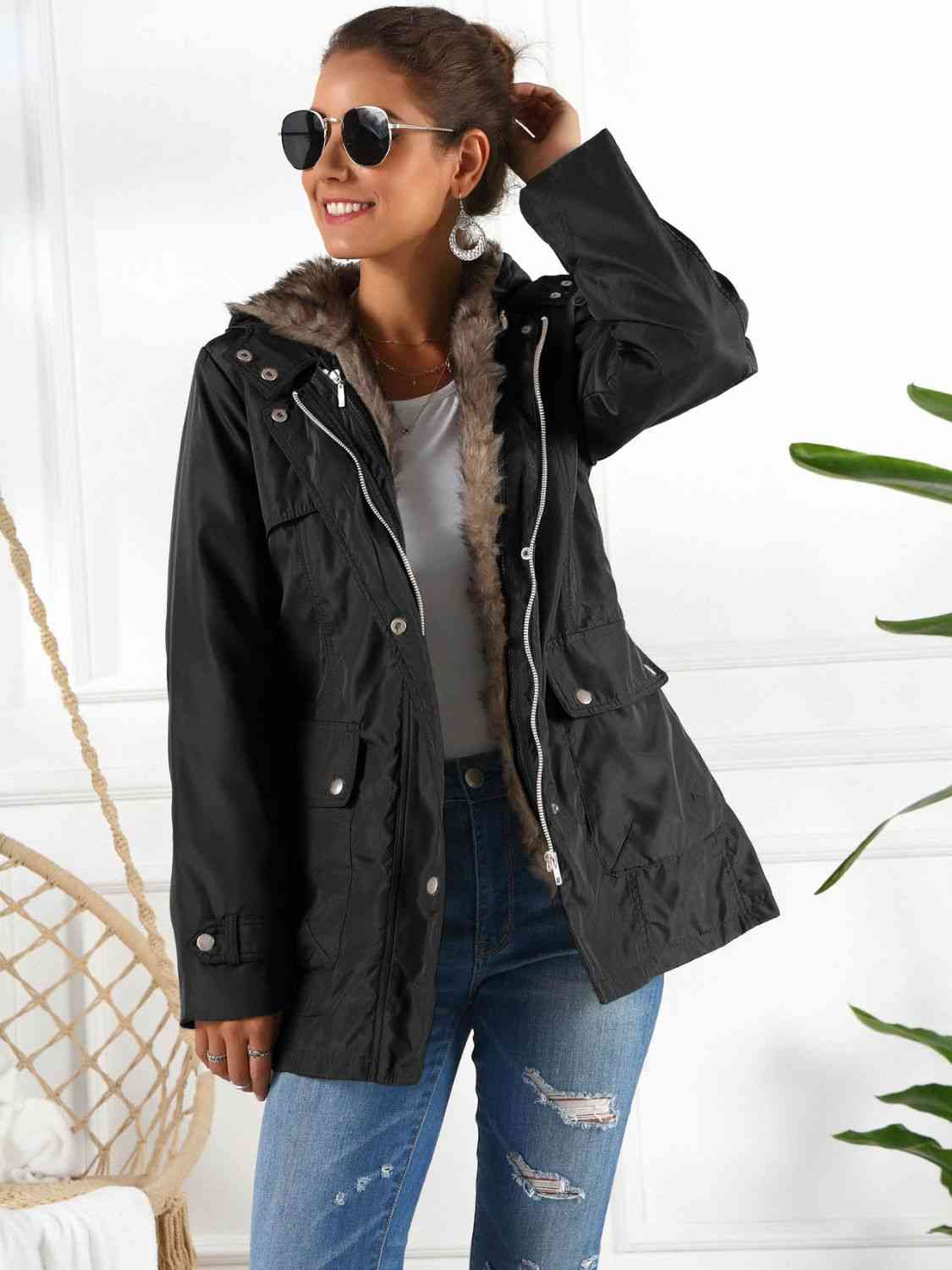 Skylar Full Size Hooded Jacket with Detachable Liner (Three-Way Wear)