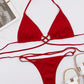 BOLDONE Halter Neck Crisscross Ribbed Bikini Set