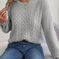 NotSoBasic Cable-Knit Round Neck Long Sleeve Sweater