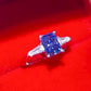 Women's 1 Carat Moissanite Platinum-Plated Rectangle Ring in Blue