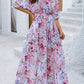 Printed Tied Half Sleeve Slit Dress