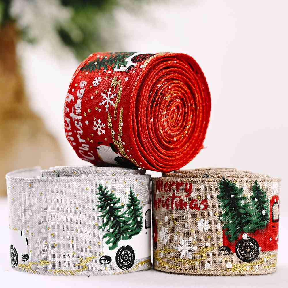 Country Truck Car & Christmas Tree Wrapping Craft Ribbon