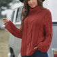 Isabella Cable-Knit Turtleneck Dropped Shoulder Sweater