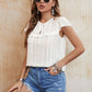 Tie Neck Ruffled Short Sleeve Blouse