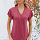 V-Neck Flutter Sleeve T-Shirt