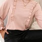 Frill Round Neck Flounce Sleeve Blouse
