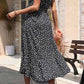 Floral Tie-Waist Ruffle Hem Black Dress