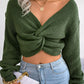 Twisted Front Long Sleeve Cropped Sweater