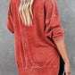 Full Size Dropped Shoulder Slit Sweatshirt