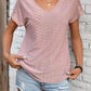 Eyelet V-Neck Short Sleeve T-Shirt