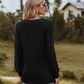 Swiss Dot V-Neck Long Sleeve Blouse