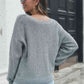 KnittedEmporium Crisscross Surplice Neck Long Sleeve Sweater