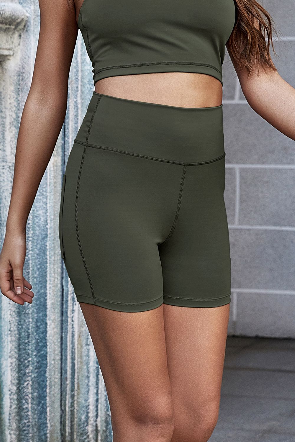 Women's Talulla Exposed Seam Decorative Button Yoga Shorts