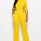 Mock Neck Tie-Waist Half Sleeve Jumpsuit