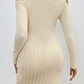 Larissa Bea Ribbed Turtleneck Cold Shoulder Long Sleeve Mini Dress