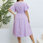 Plus Size Lavender Printed Smocked Waist Surplice Dress