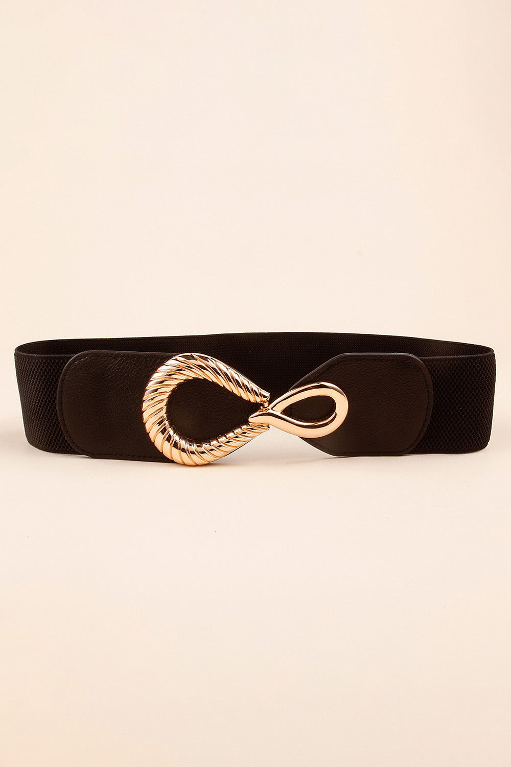 Women's Ribbed Alloy Buckle Elastic Belt