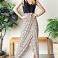 Heimish Full Size Slit Animal Print V-Neck Wide Strap Khaki Black Dress