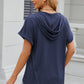 Half Button Drawstring Short Sleeve Hooded T-Shirt