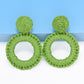 Round Shape Raffia Grass Dangle Earrings