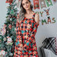 Christmas Asymmetrical Neck Long Sleeve Mini Dress