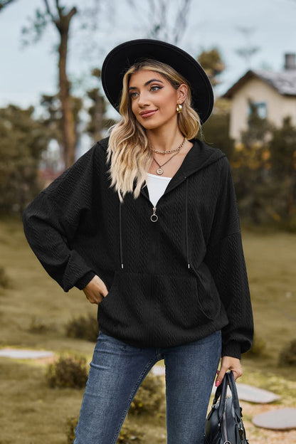 Outer Adventure Full Size Cable-Knit Long Sleeve Hooded Jacket